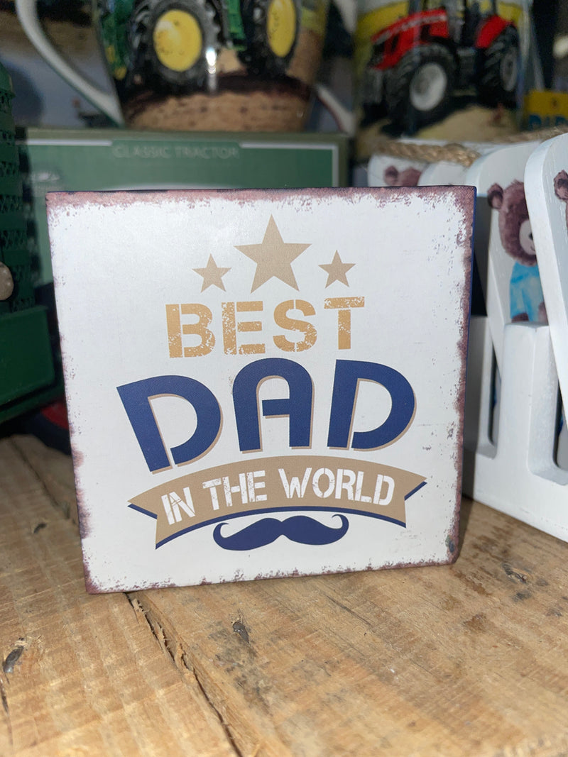 BEST DAD IN THE WORLD WOODEN BLOCK NHH657