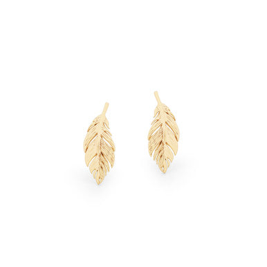 Tipperary Crystal Feather Mini Stud Earrings Gold 158818