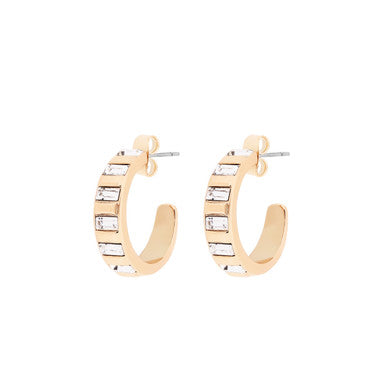 Tipperary Crystal Hoops Earrings Art Deco Gold