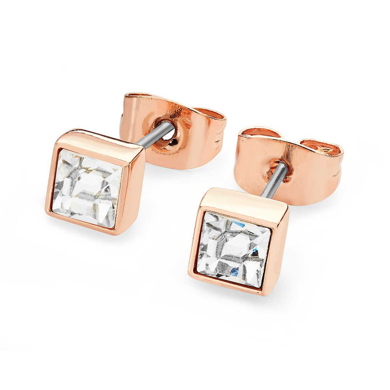 Tipperary Crystal Square Birthstone Earrings April Diamond