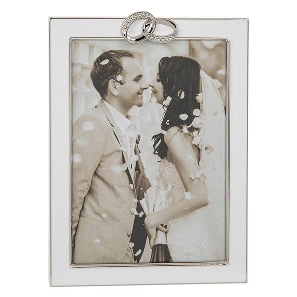 JD white enamel wedding ring photo frame