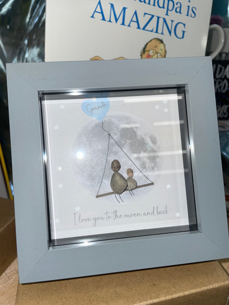 Mini Pebble Frame - Granda I love you to the moon and Back - Grey