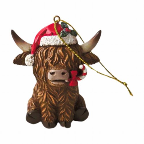 Giftware 7.5CM SITTING HIGHLAND COW TREE DECORATION