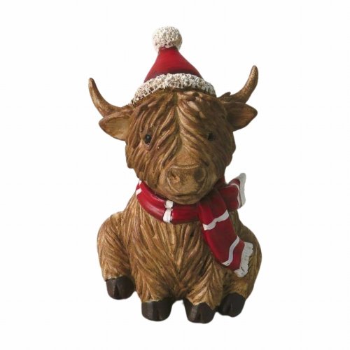 Giftware 10X12.5CM SITTING HIGHLAND COW