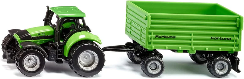 SIKU 1:87 DEUTZ-FAHR WITH FORTUNA 4 WHEEL TRAILER