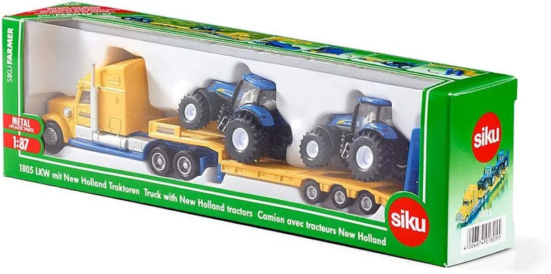 SIKU 1:87 TRUCK with 2 NEW HOLLAND TRACTORS