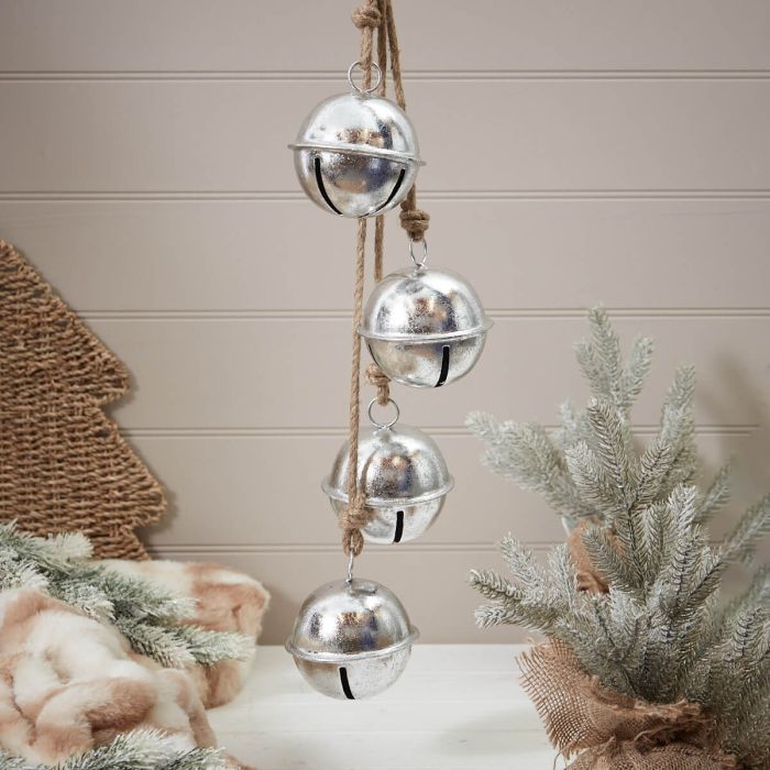 RL XMAS IRON & STRING JINGLE BELL CLUSTER HANGER SILVER