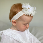 Ziggle White Christening Headband BOW0037