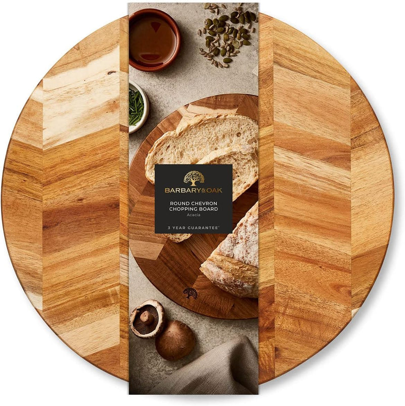 Barbary and Oak Round Acacia Chevron Chopping Board