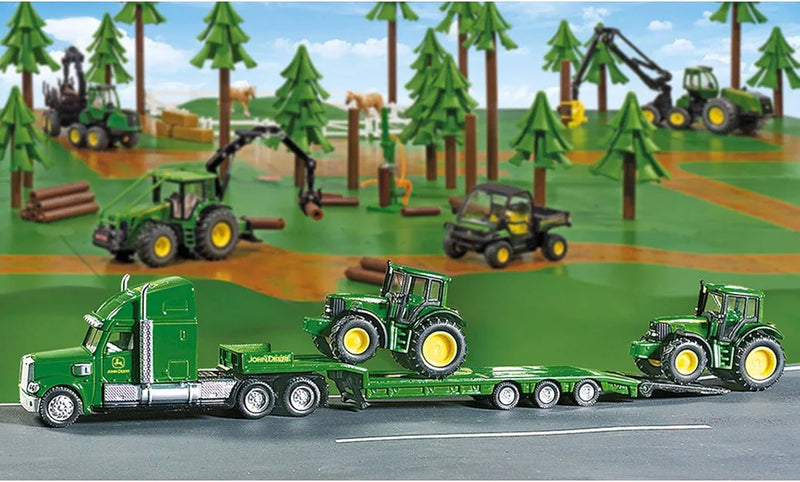 SIKU 1:87 JOHN DEERE LOW LOADER with 2 JOHN DEERE TRACTORS