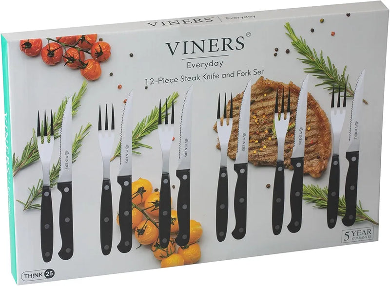 Viners Everyday 12 piece steak knife and fork set