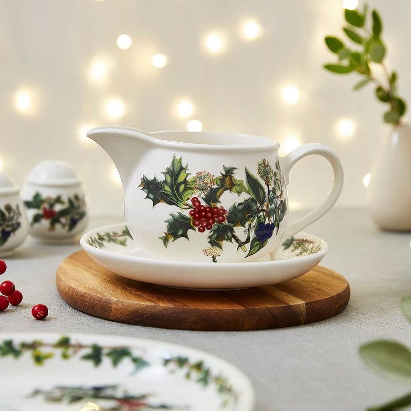 Portmeirion The Holly and the Ivy Gravy Boat & Stand