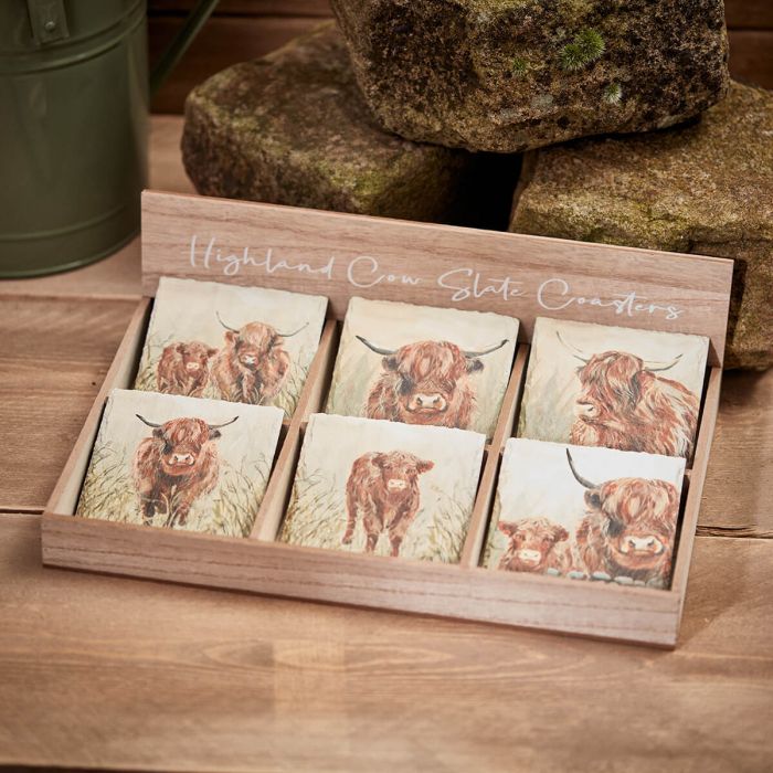 RL Dougal Highland Cow Slate Coasters