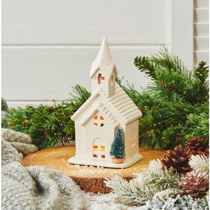 RL CHRISTMAS CHURCH TEALIGHT HOLDER