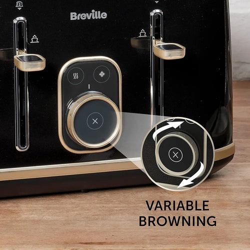 Breville Aura 4 Slice Toaster | Touch Control Panel | Extra High Lift | Variable Width Slots | Black Shimmer