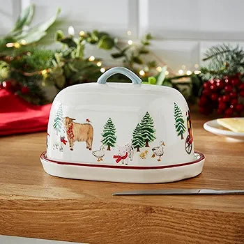 COOKSMART CHRISTMAS ON THE FARM - CERAMIC BUTTER DISH