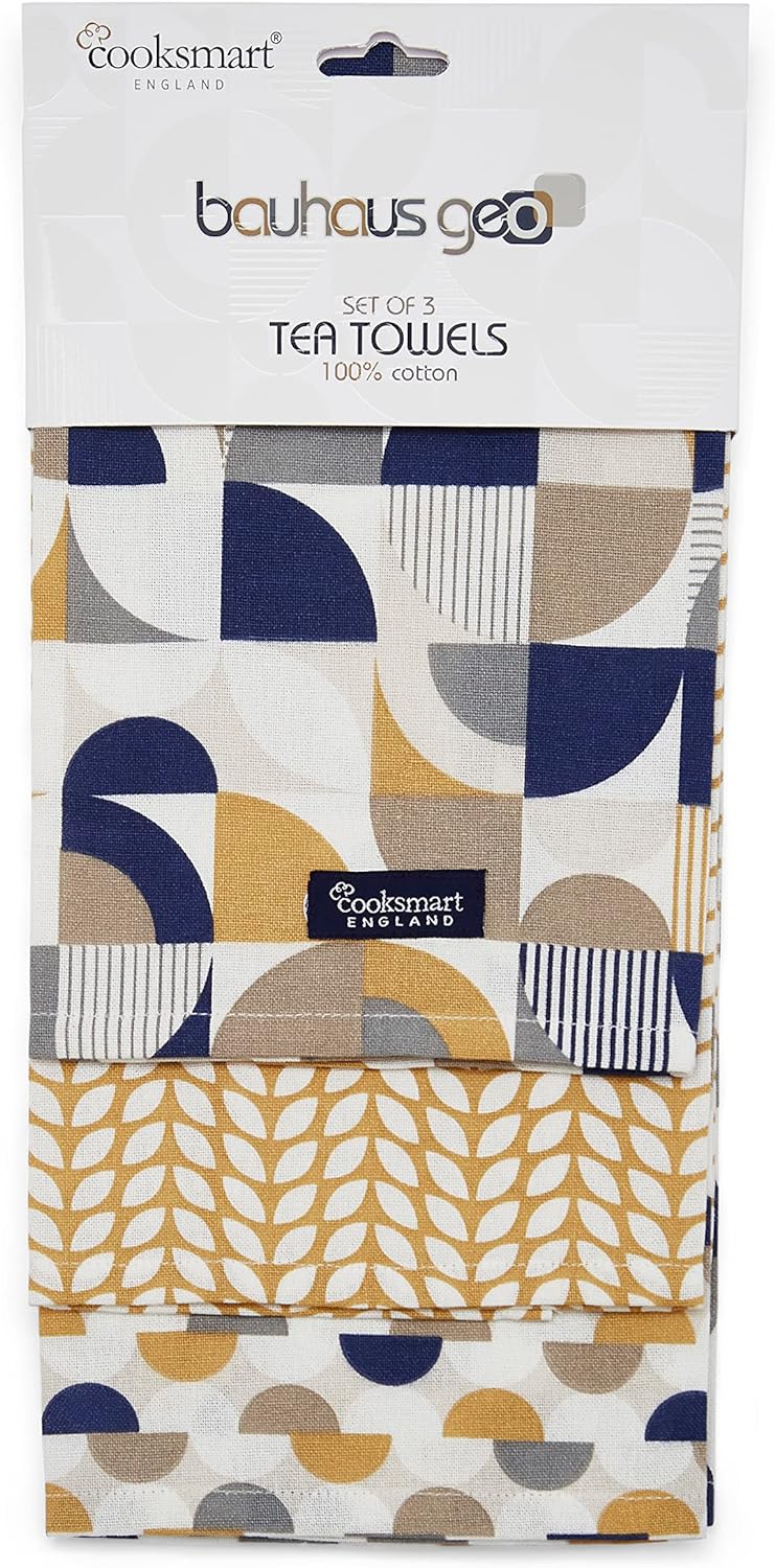 Cooksmart Bauhaus Geo 3 Pack tea towel