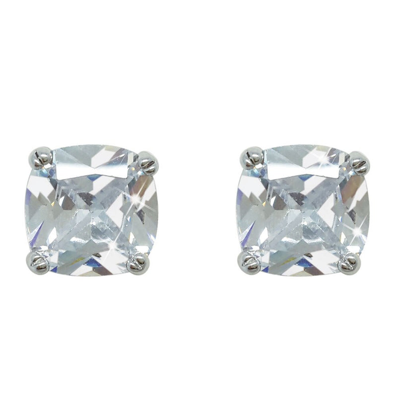 Tipperary Crystal Silver Square Earrings with Clear Stone 107083