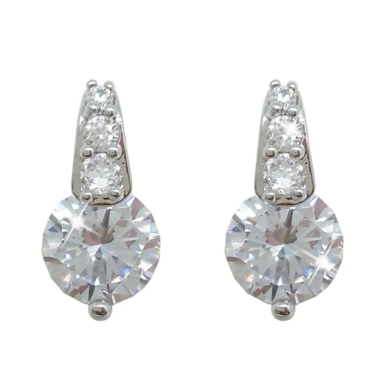 Tipperary Crystal Silver Round Stud Earrings With Pave Bale 107106