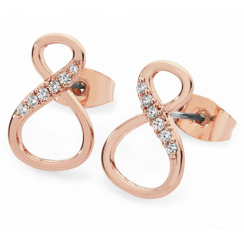 Tipperary Crystal 8 Shape Infinity Stud Earrings Rose Gold 109353