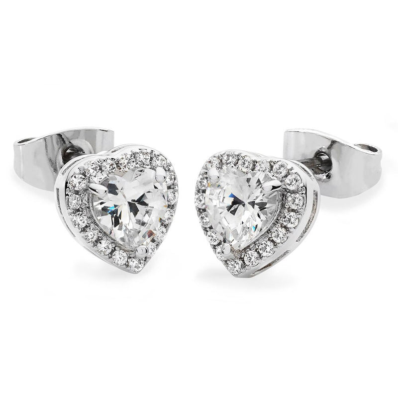 Tipperary Crystal Diamante Heart Stud Earrings Silver 109902