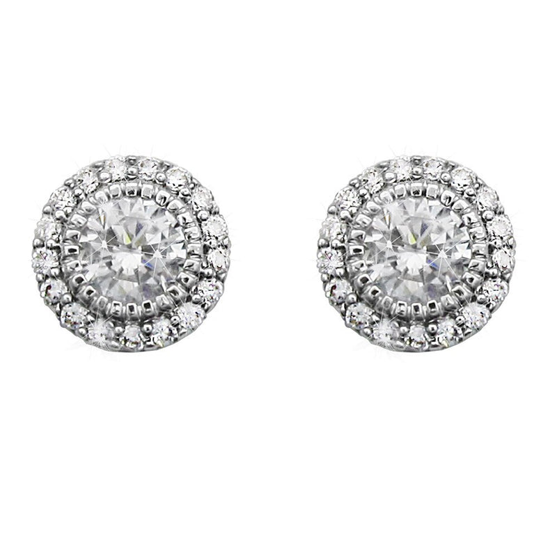 Tipperary Crystal Silver Stud Cz With Pave Surround Earrings 123687