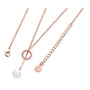 Tipperary Crystal Rose Gold Cz Circle Pearl Feeder Necklace  118003