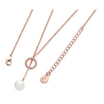 Tipperary Crystal Rose Gold Cz Circle Pearl Feeder Necklace  118003