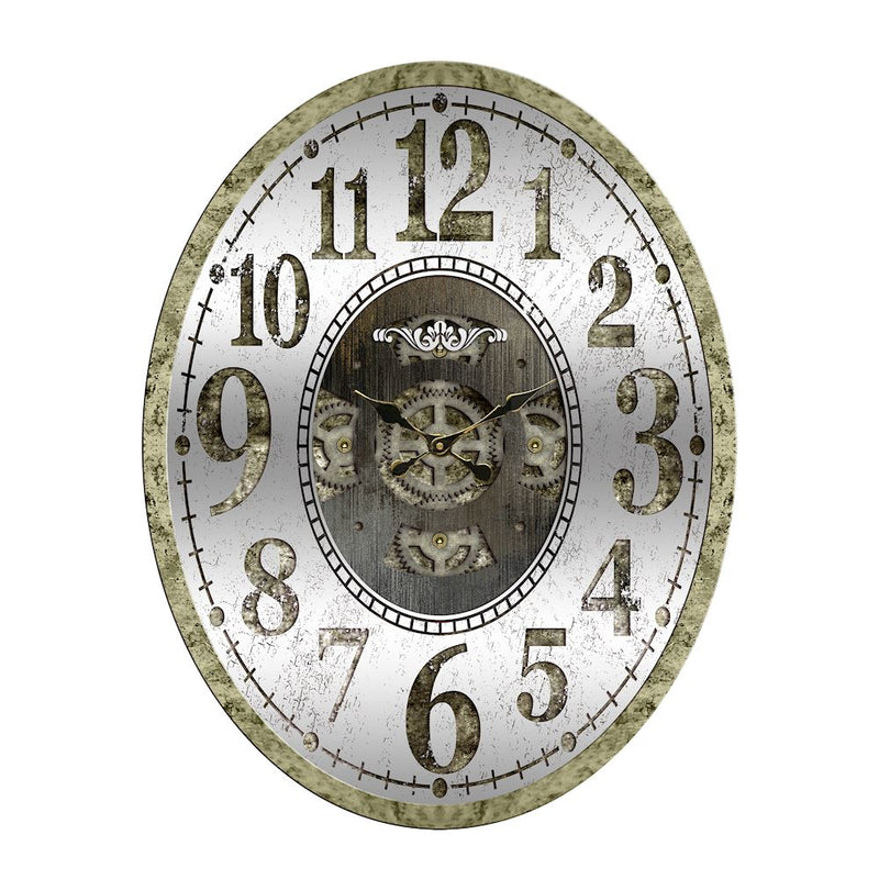 WJS ROUND MIRRORED WALL CLOCK WITH MOVEMENTS 46x61cm 9015