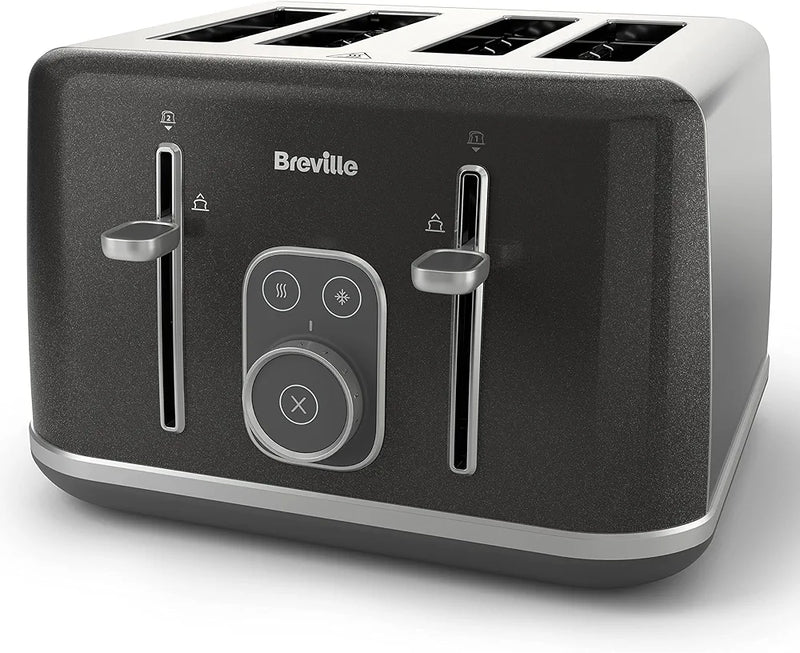 Breville Aura 4 Slice Toaster | Touch Control Panel | Extra High Lift | Variable Width Slots | Shimmer Grey