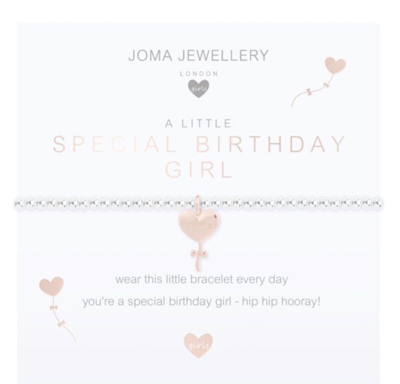 Joma Jewellery - CHILDRENS A LITTLE | SPECIAL BIRTHDAY GIRL | Silver and Rose Gold | Bracelet | 15.5cm stretch - C502