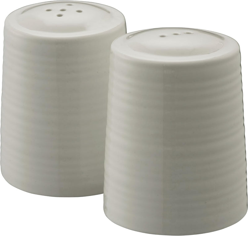 BELLEEK LIVING RIPPLE SALT AND PEPPER SHAKERS