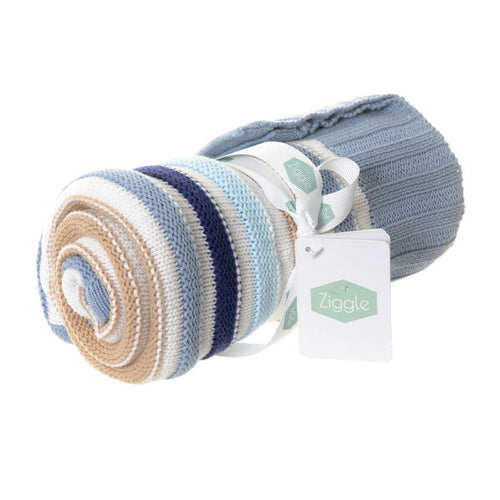 Ziggle Blue & Beige Stripes Blanket