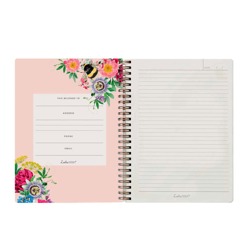 Lola Designs -WIRO BOUND PINK BEE ORGANISER / NOTEBOOK