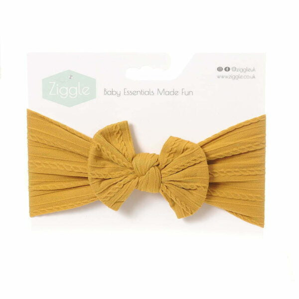 Ziggle Mustard Top Bow Turban Headband