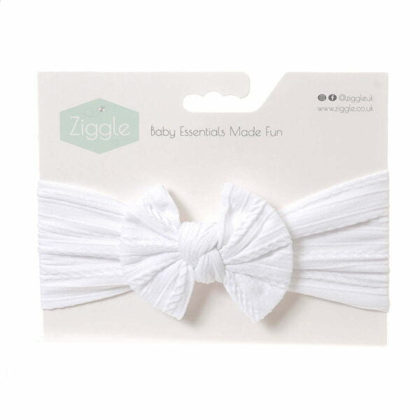 Ziggle White Top Bow Turban Headband