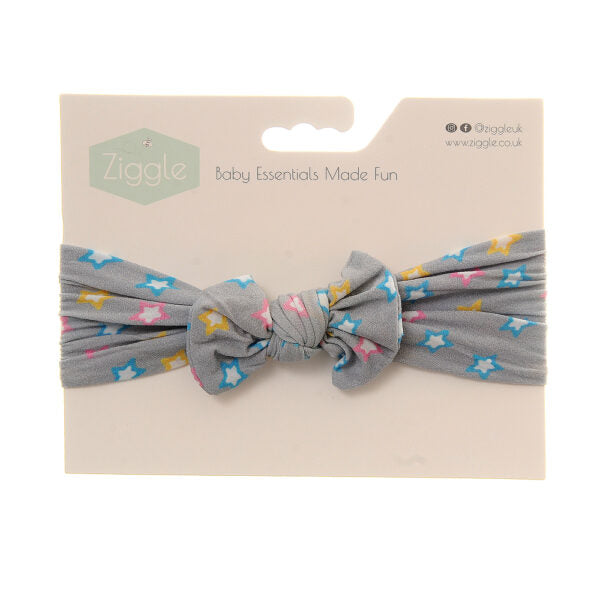 Ziggle Pastel Stars Print Bow Turban Headband BOW0048