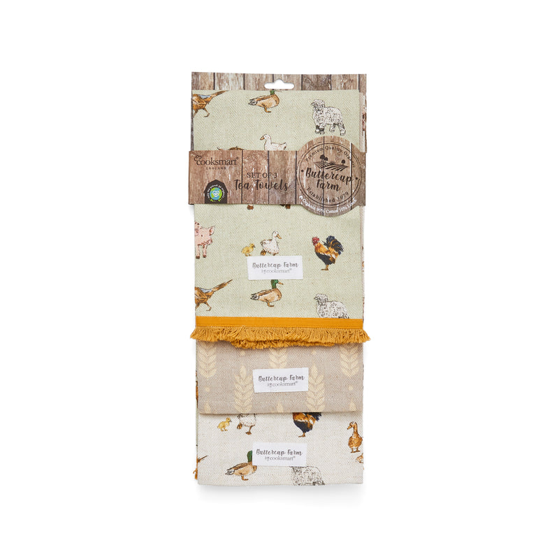 Cooksmart Buttercup Farm 3 pack Tea Towels