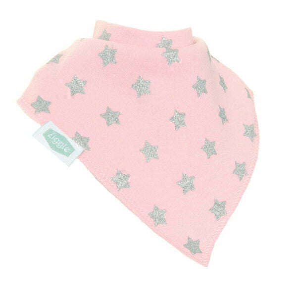 Ziggle Pink and Silver Glitter Stars  bib FUN0181