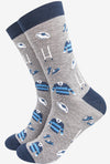 MSH Men’s Rugby Kit and Goal Print Bamboo Socks in Grey and Navy