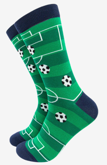 MSH Men’s Football Field Design Bamboo Socks in Green