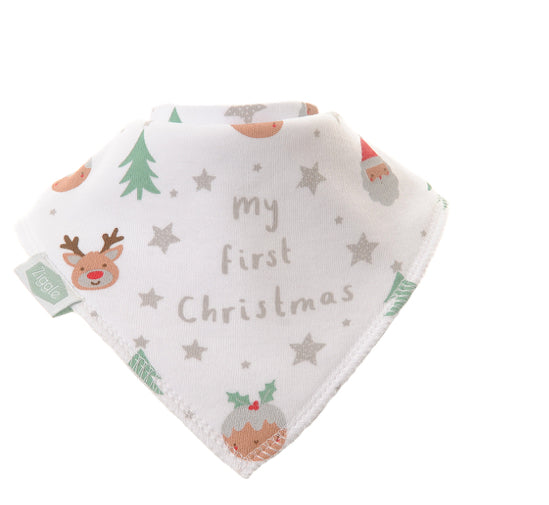 Ziggle My First Christmas White Bib