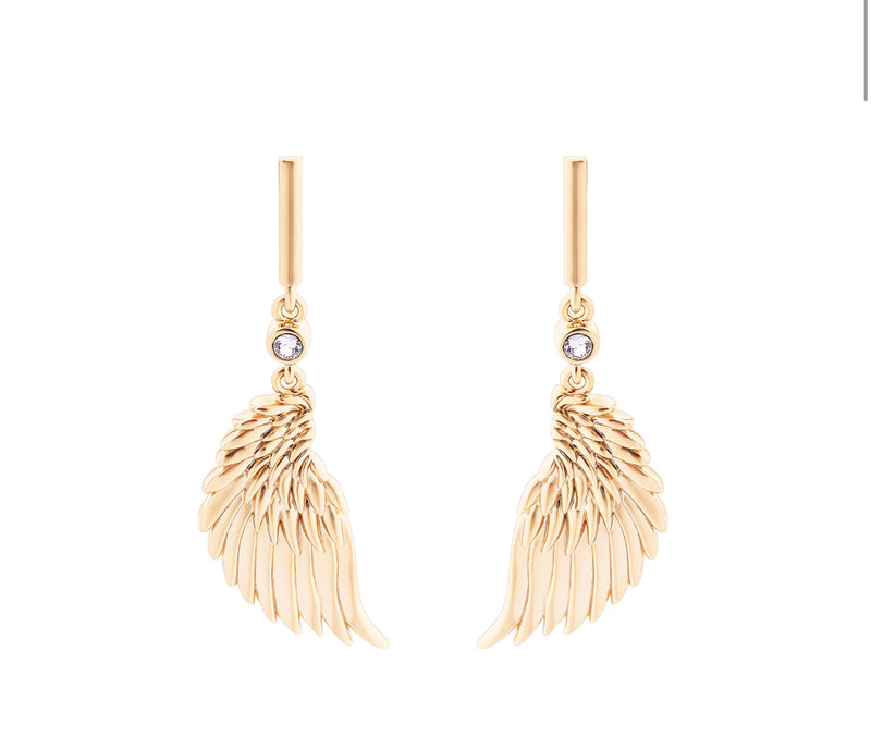 Tipperary Crystal Angel Wings Mini Gold Earrings Bar and Crystal 167599