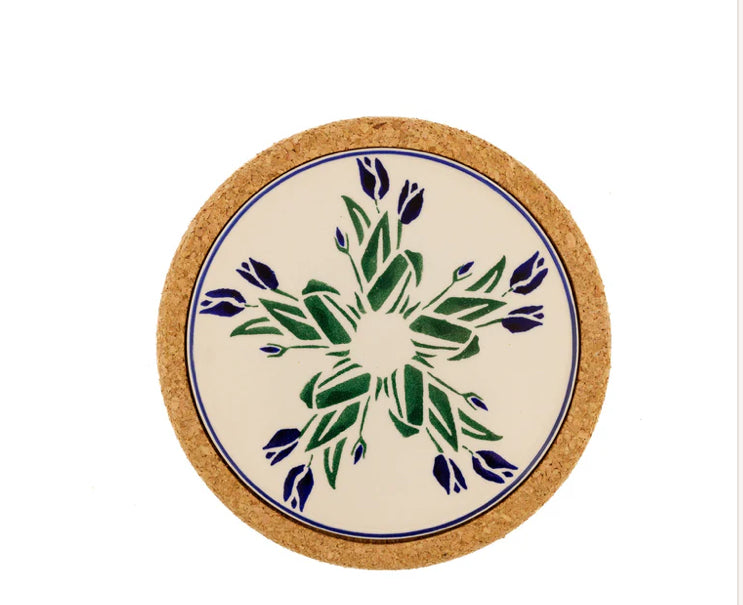 Nicholas Mosse Blue Blooms Cork Trivet