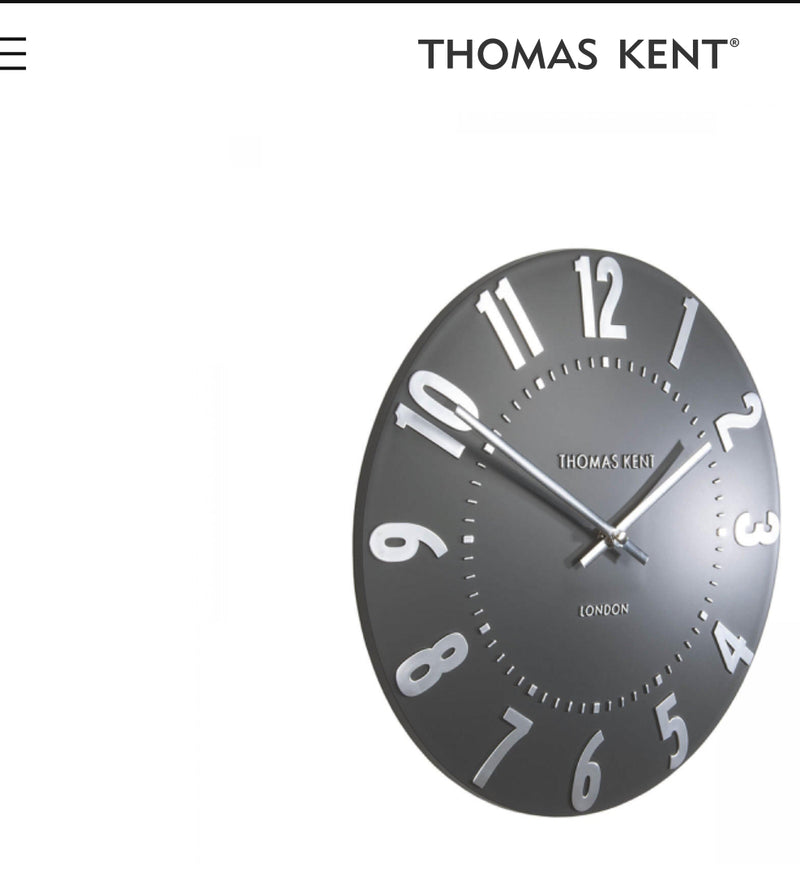 Thomas kent 12” mulberry wall clock graphite silver