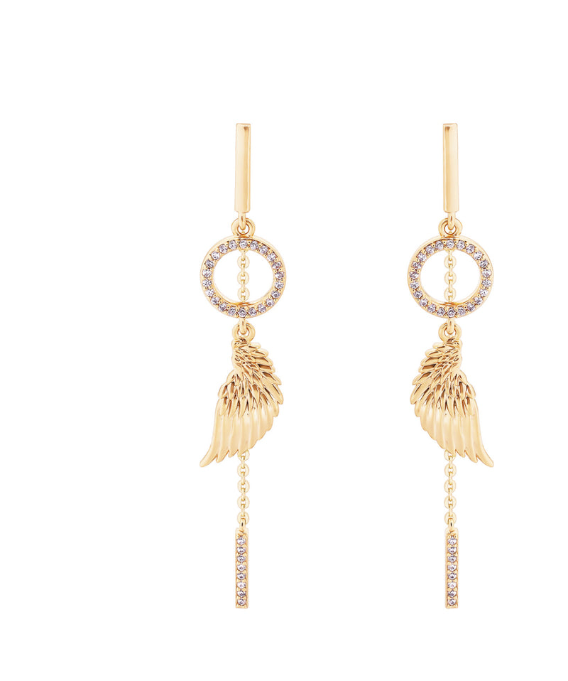 Tipperary Crystal Angel Wings Mini Earrings Gold Crystal Circle 167605