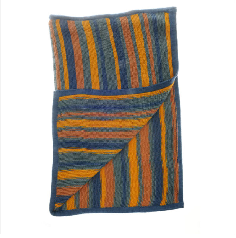 Ziggle Blue/orange/yellow/green stripe blanket