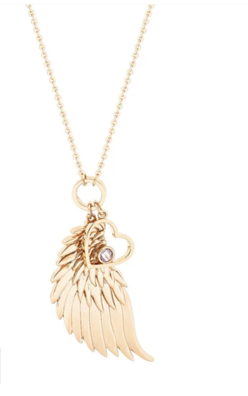 Tipperary Crystal Angel Wings Heart Pendant Gold 167698