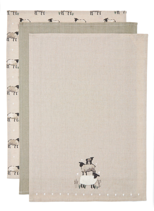 Cooksmart HIGHLAND SHEEP - 3 PACK TEA TOWELS