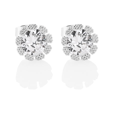 NEWBRIDGE ER1831C FLOWER EARRINGS CLEAR STONES